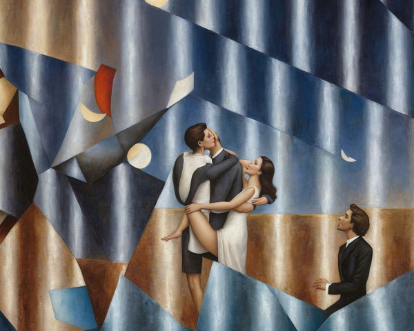 Abstract Artwork with Geometric Shapes and Emotions