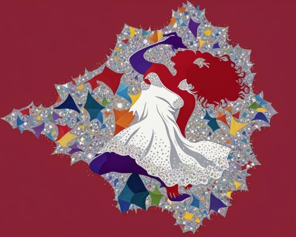 Vibrant Silhouette of Dancing Woman with Patterns