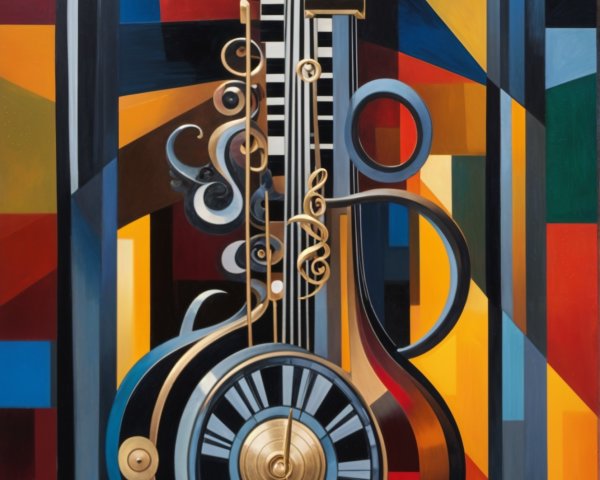 Vibrant Artwork Blending Music and Equine Imagery
