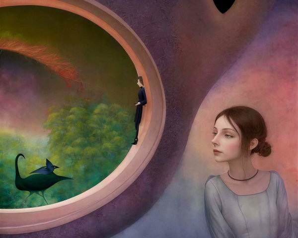 Dreamscape Painting of Woman and Man by Portal