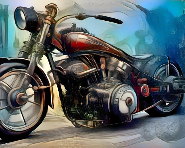 Custom Motorcycle with Vintage and Modern Design Elements