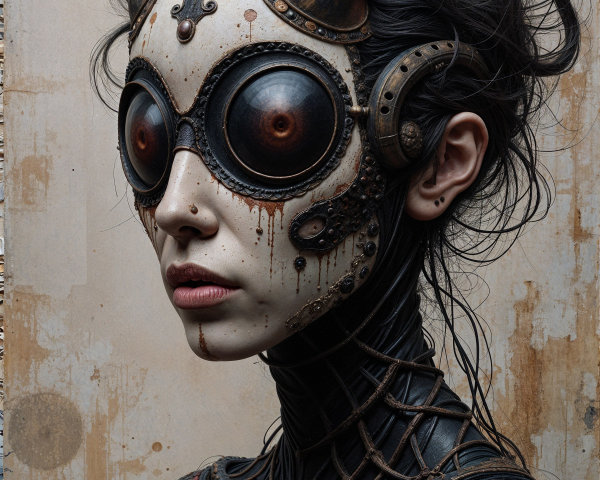 Steampunk-Inspired Figure with Metallic Elements