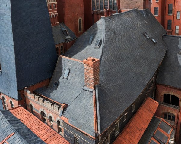 Historic Rooftop with Slate and Terracotta Tiles