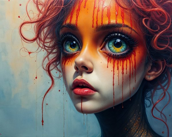 Portrait of a girl with orange hair and green eyes