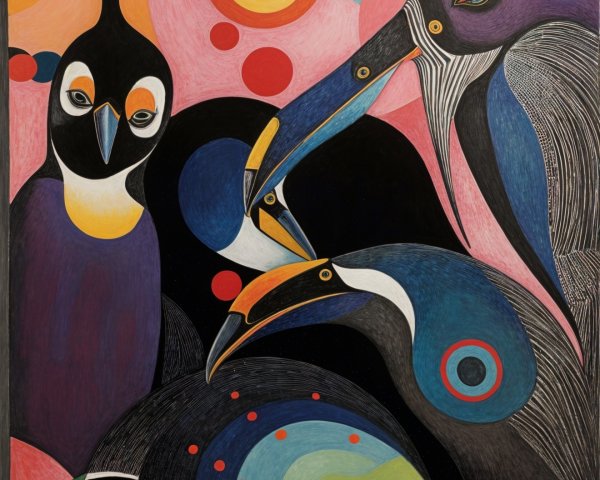 Vibrant Abstract Birds on Colorful Background