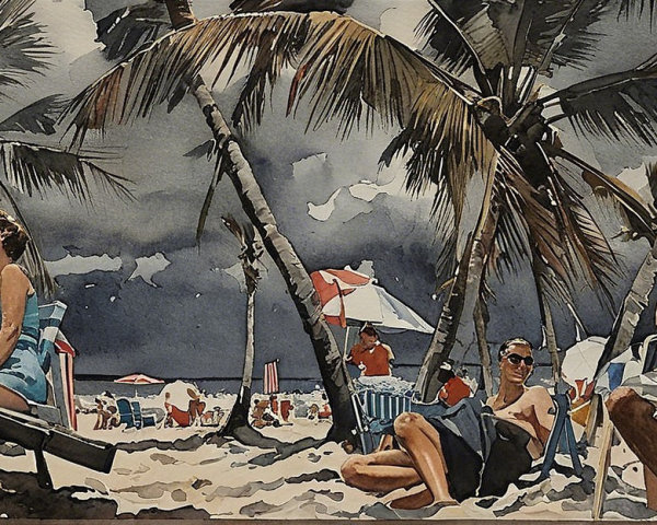 Diverse Sunbathers Enjoying a Lively Beach Scene