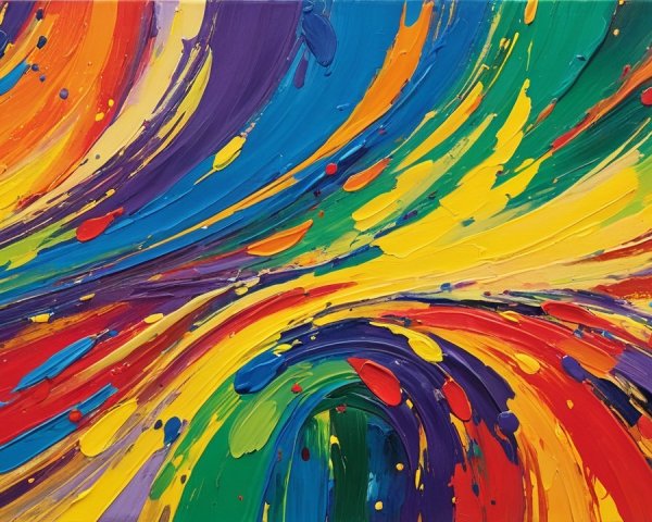 Vibrant Abstract Painting with Bright Color Swirls