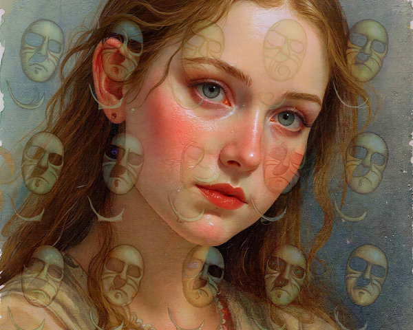 Detailed Portrait of Young Woman with Auburn Hair