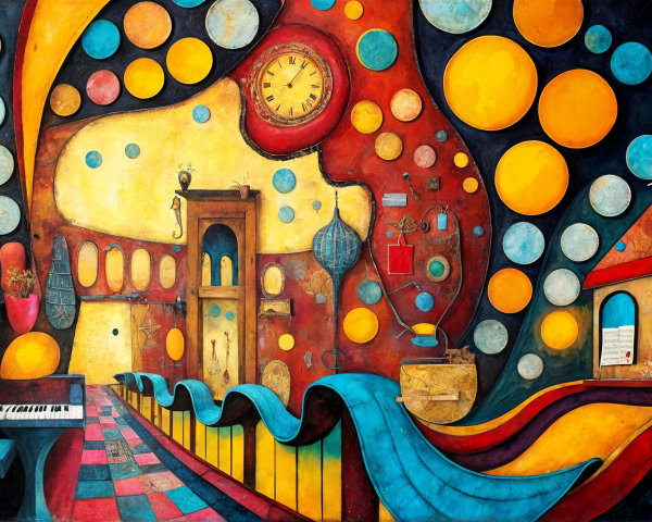 Vibrant Surreal Landscape with Colorful Elements