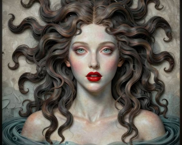 Symmetrical Portrait of Woman in Murky Water