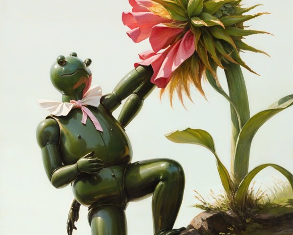 Humanoid Robot Interacting with Exotic Flower Scene
