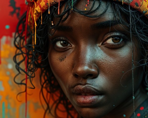 Close-up Portrait of a Young Woman with Headscarf