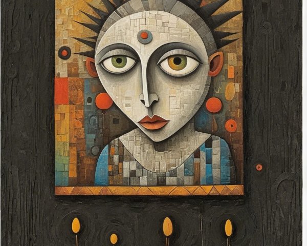 Stylized Portrait with Geometric Background Elements