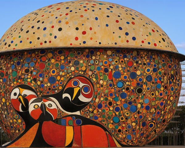 Vibrant Spherical Structure with Abstract Designs