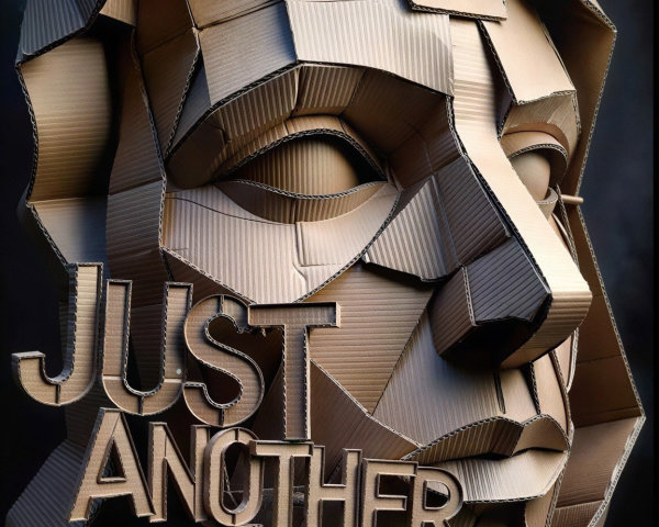 Three-Dimensional Cardboard Sculpture of Human Face