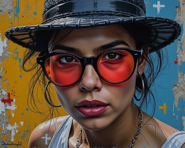 Close-Up Portrait of a Young Woman in Stylish Accessories