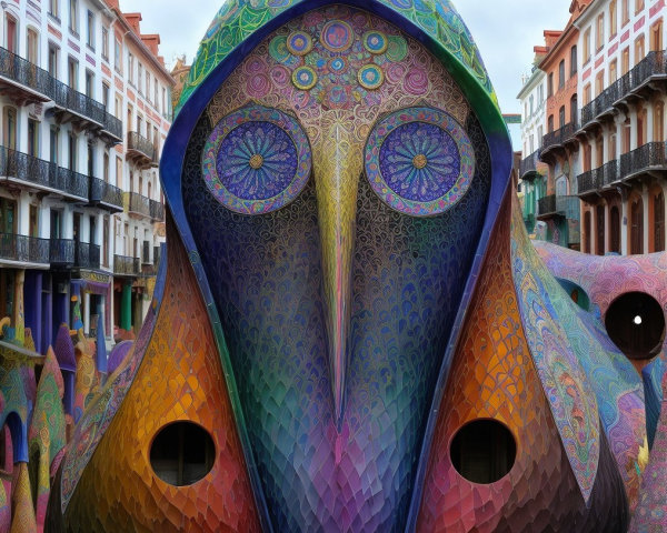 Surreal Octopus-Inspired Architectural Structure in Plaza