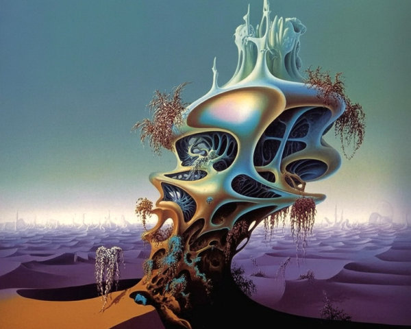 Surreal Landscape with Ethereal Organic Structure