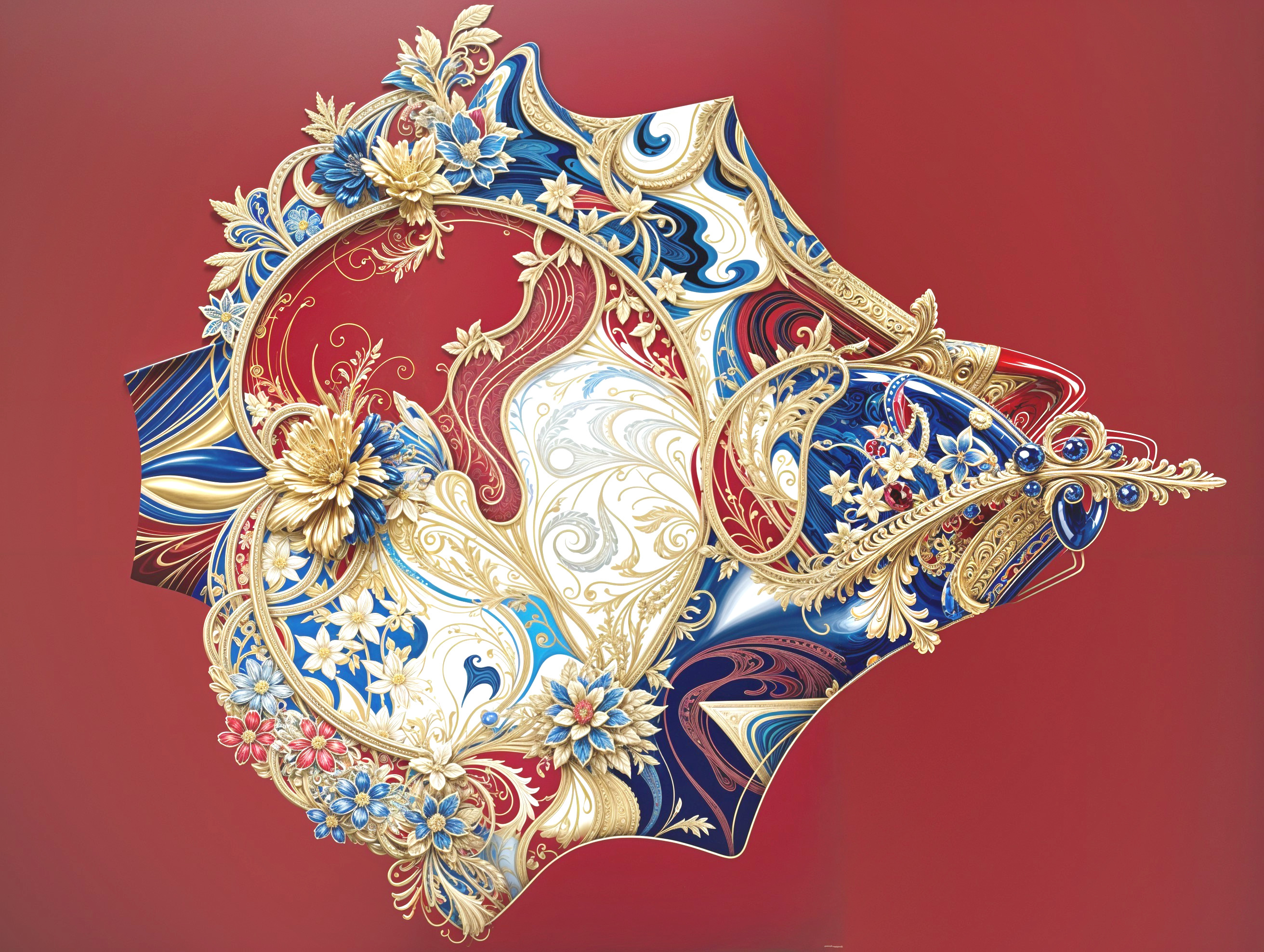 Intricate Baroque Design with Vibrant Colors and Patterns