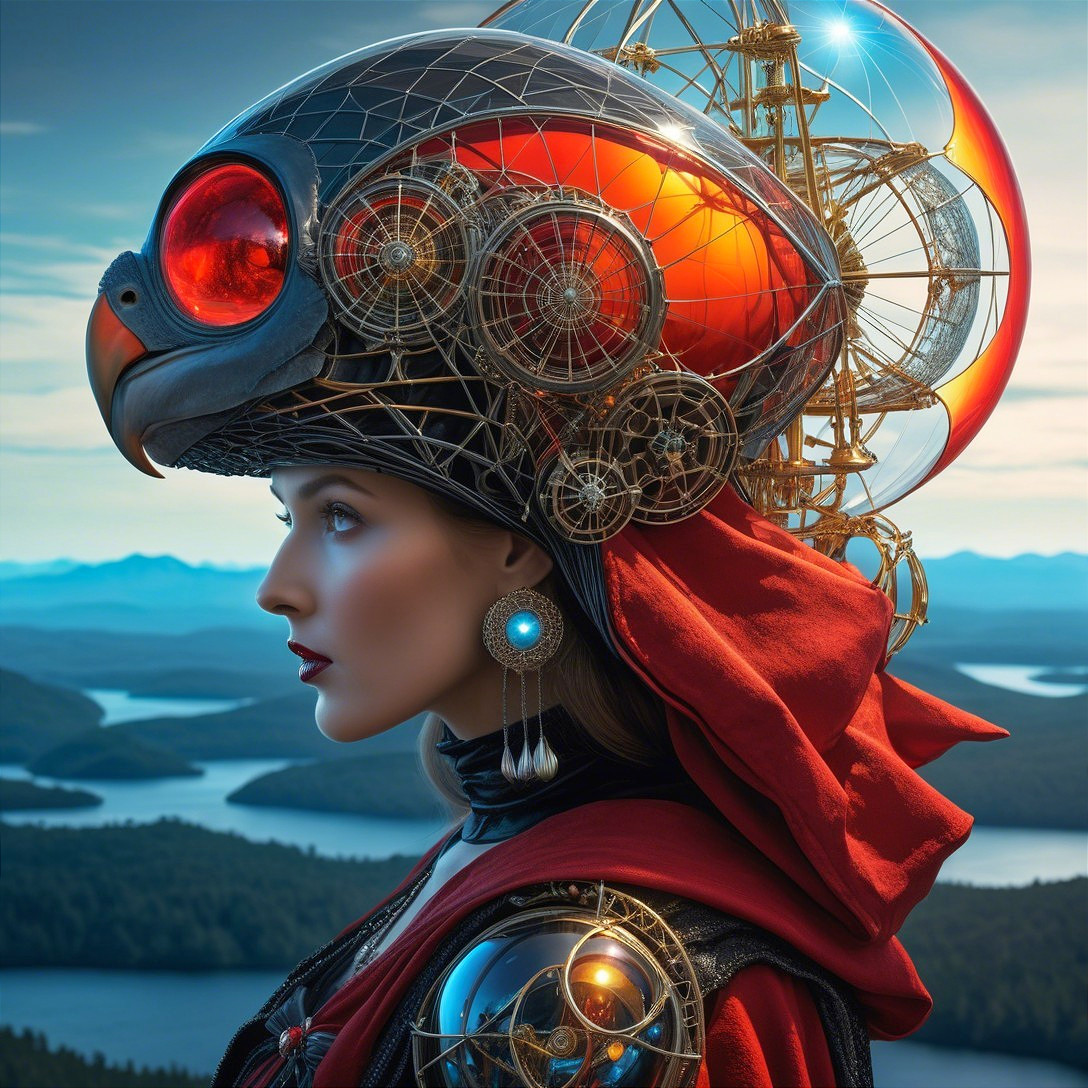 Futuristic Portrait of Woman with Ornate Headpiece