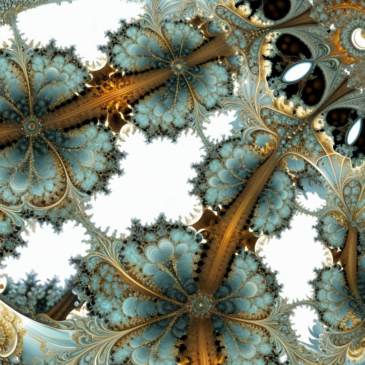 Intricate Fractal Pattern with Floral Designs and Colors