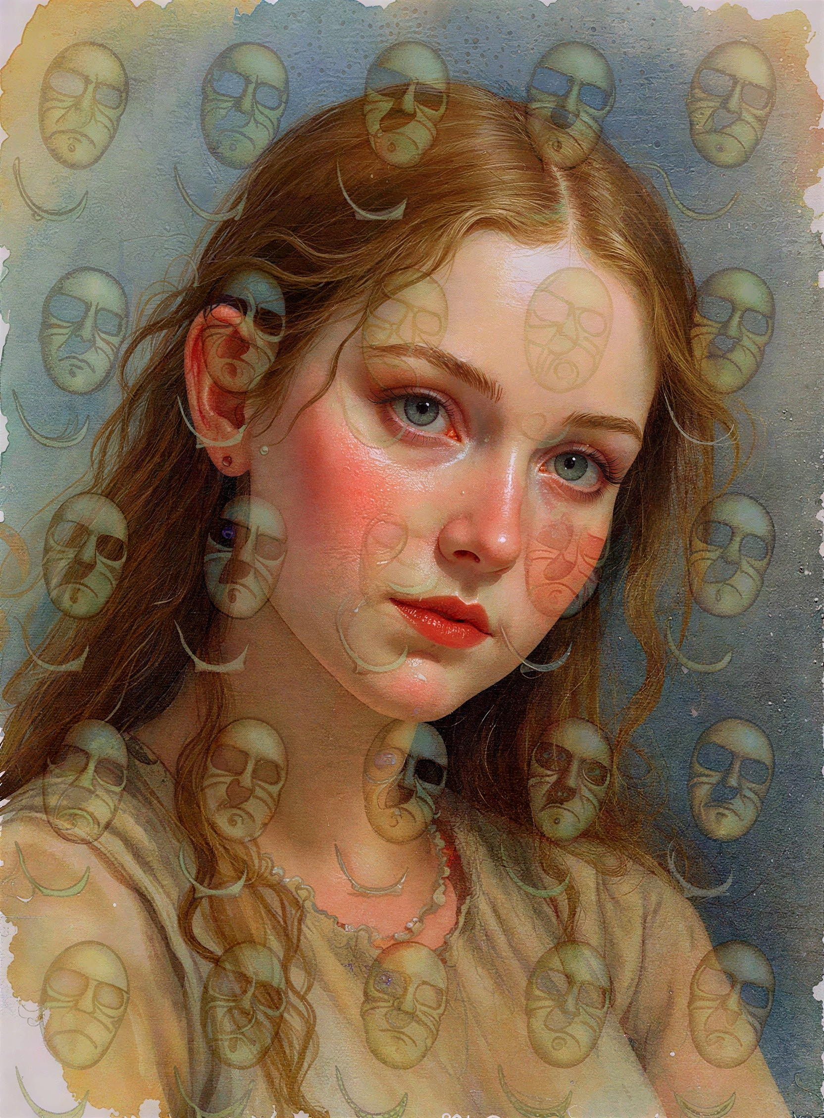 Detailed Portrait of Young Woman with Auburn Hair