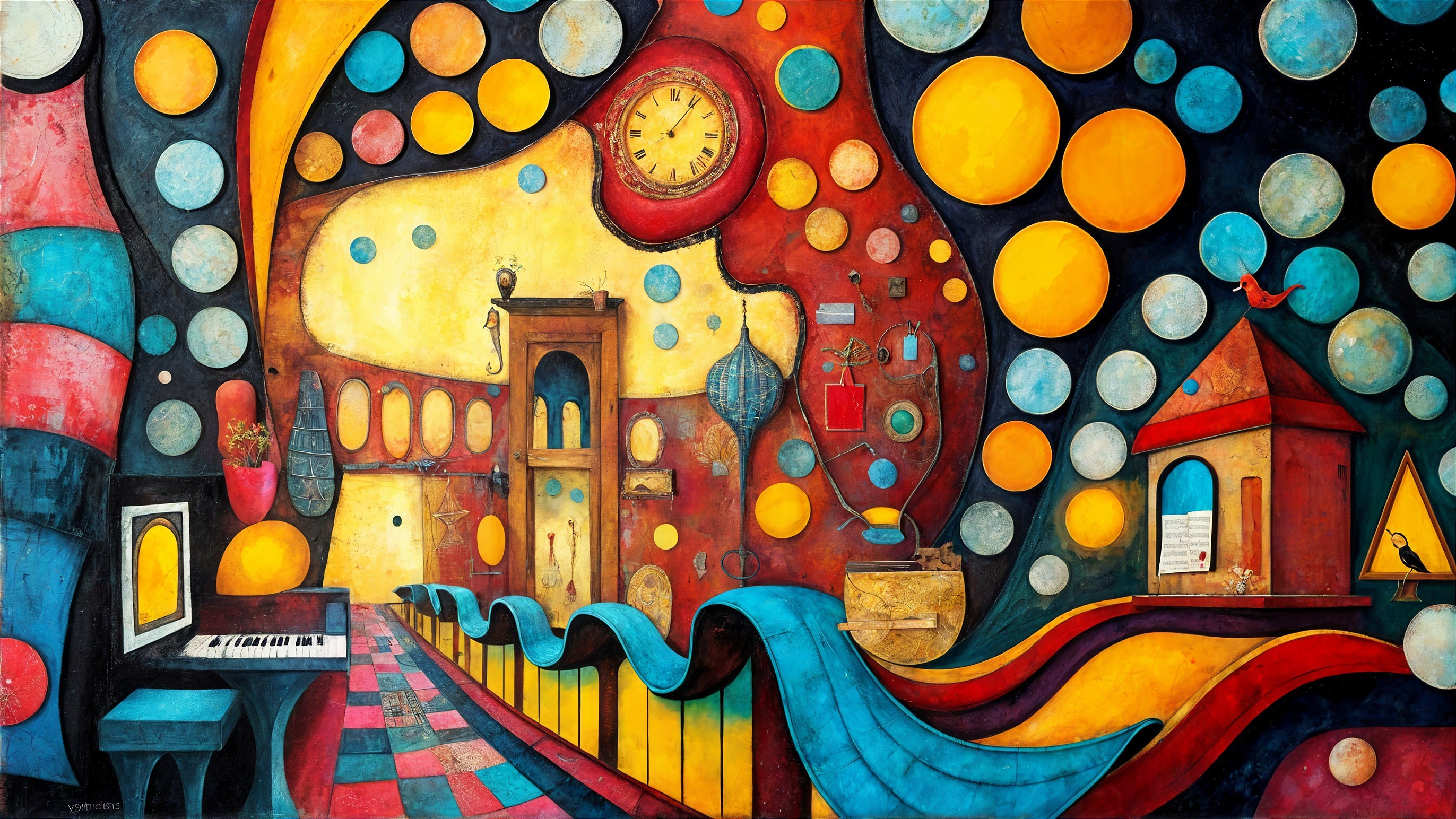 Vibrant Surreal Landscape with Colorful Elements