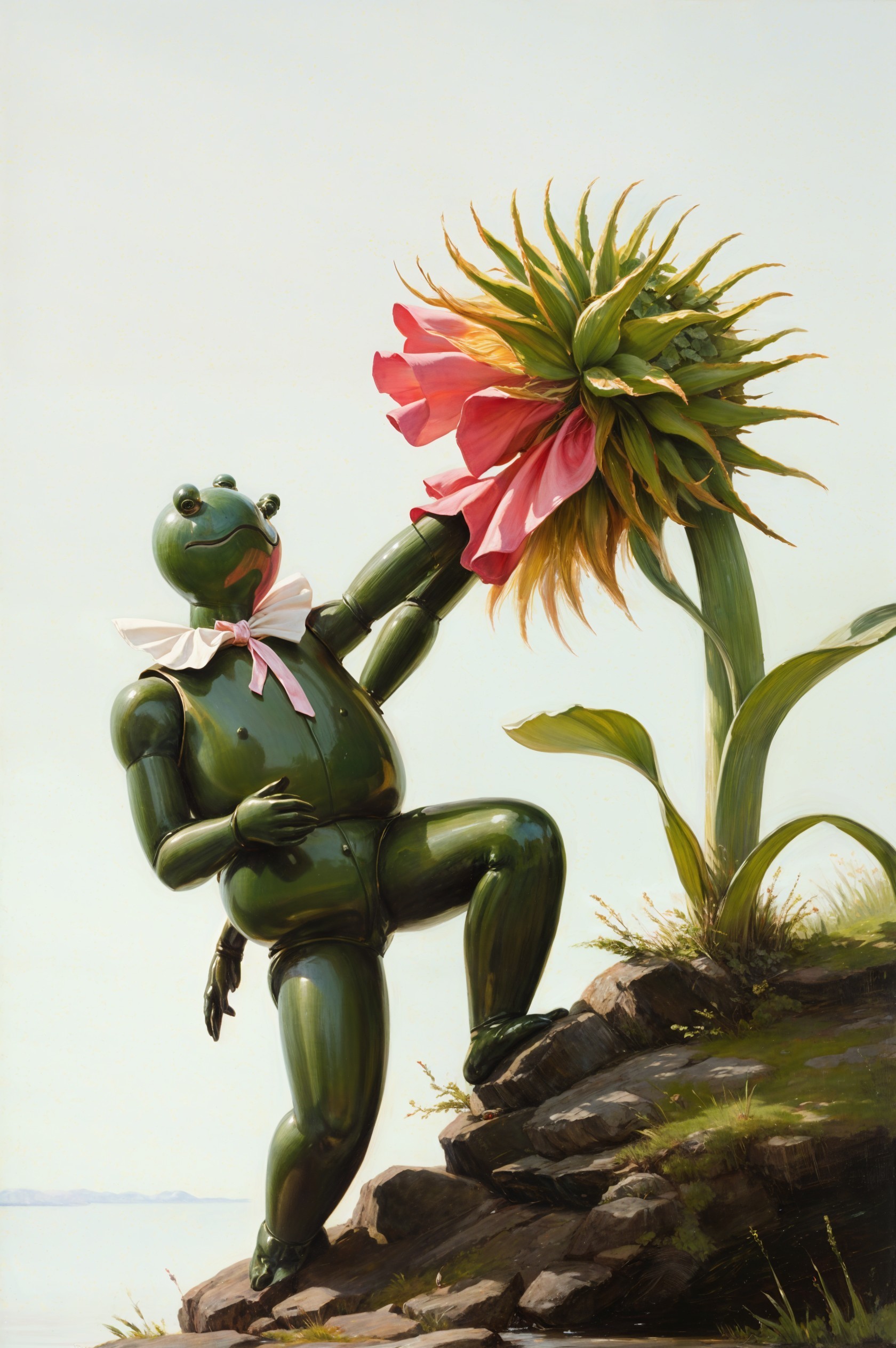 Humanoid Robot Interacting with Exotic Flower Scene