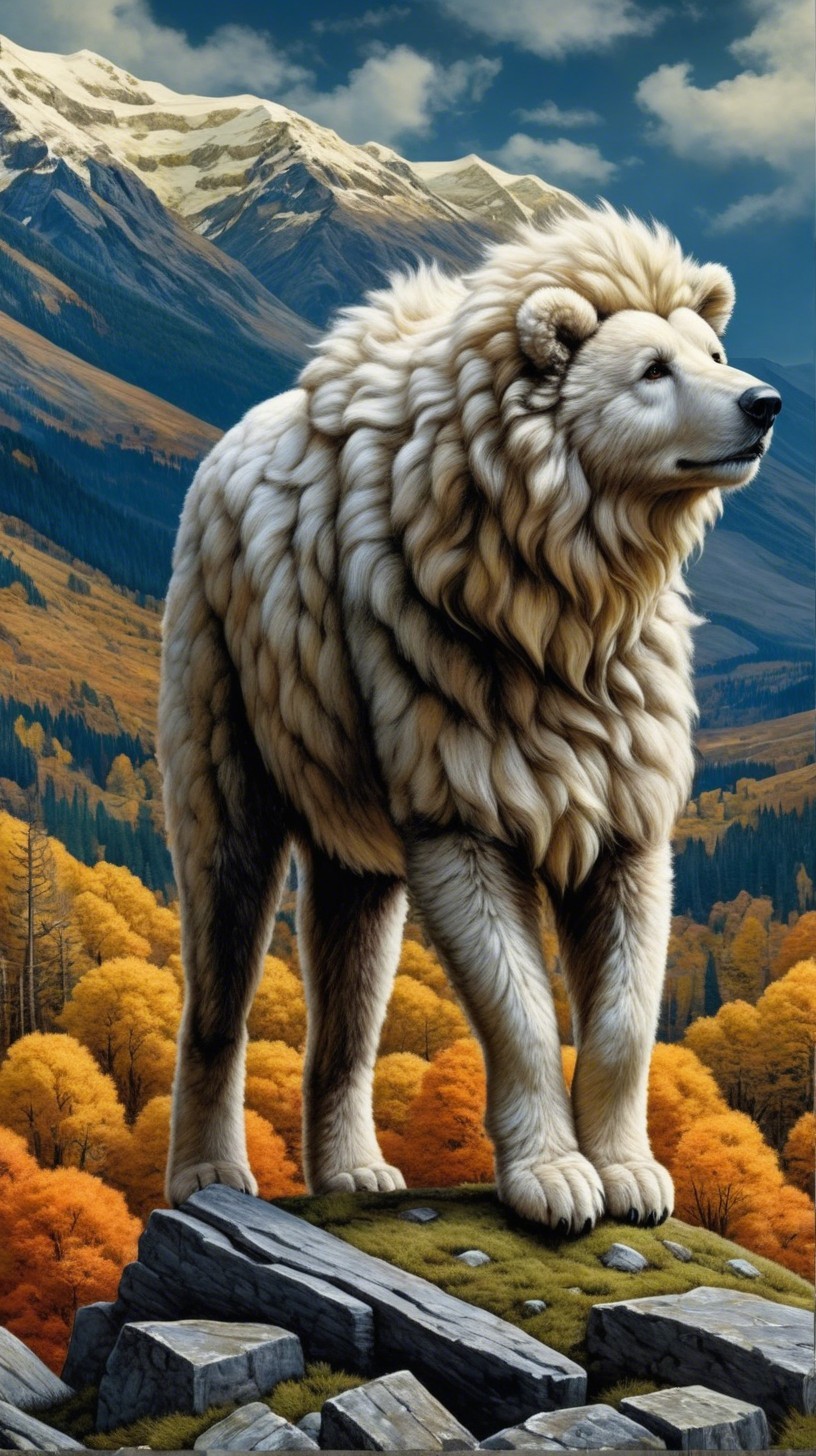 Majestic Bear-like Creature on Rocky Outcrop