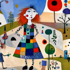 Surrealist painting with abstract shapes and faces