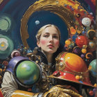 Somber Man and Young Woman in Celestial Setting