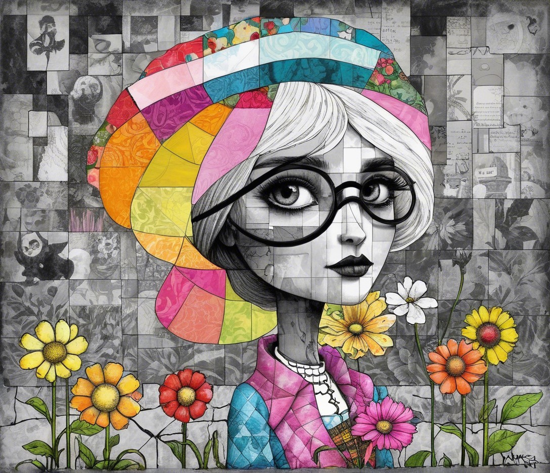 Stylized Artwork of Young Woman with Colorful Hat