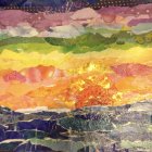 Surreal Landscape with Vibrant Colors and Alien Figure