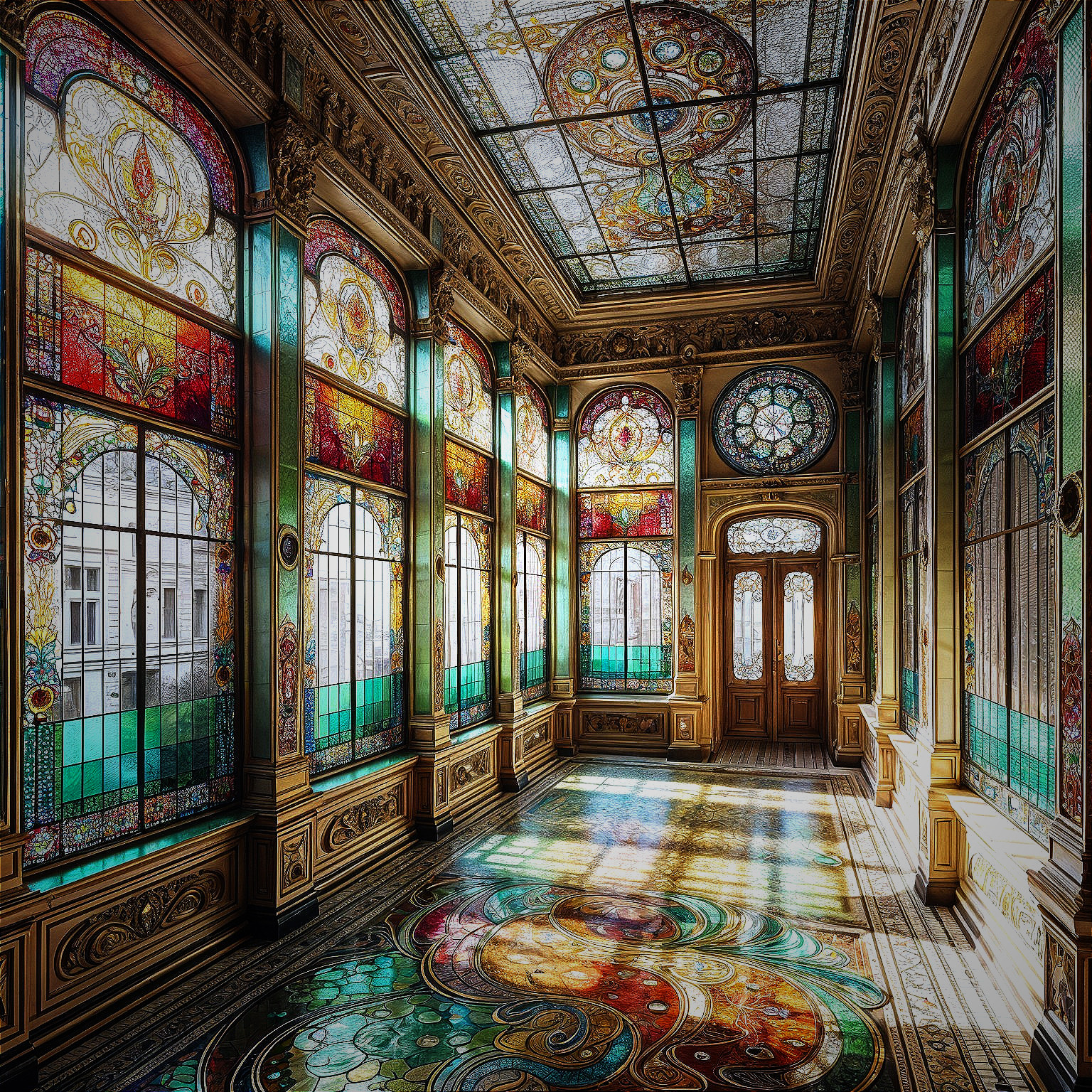 Intricate Stained Glass and Ornate Interior Design