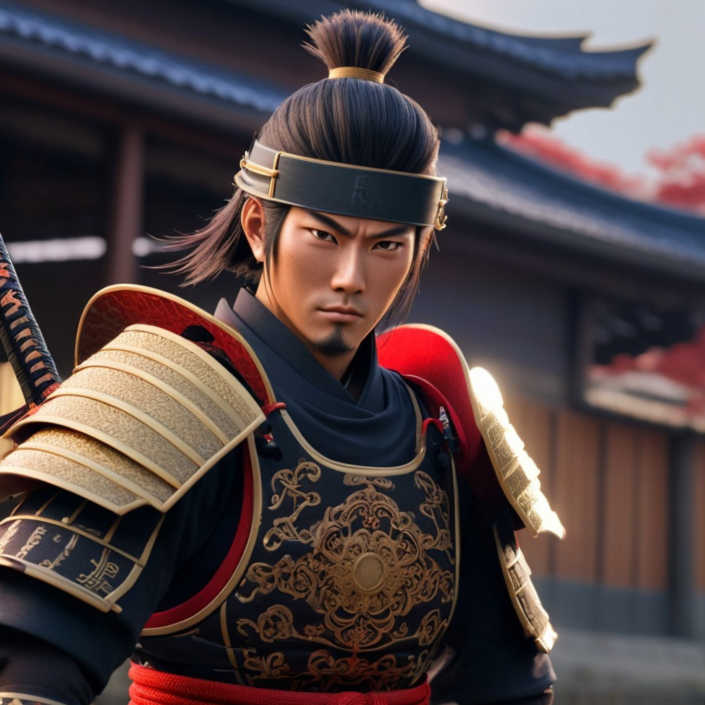 Digital Artwork of Warrior in Traditional Armor