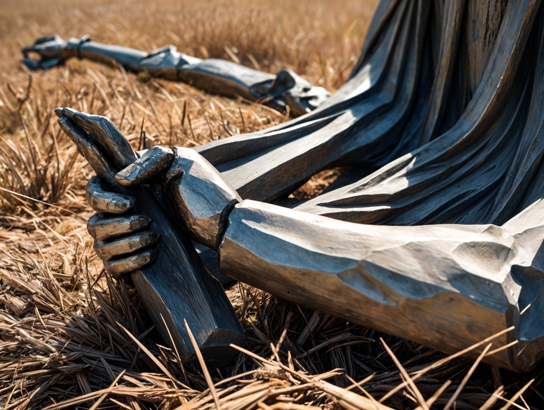 Intertwined Hands Sculpture in Metallic Material