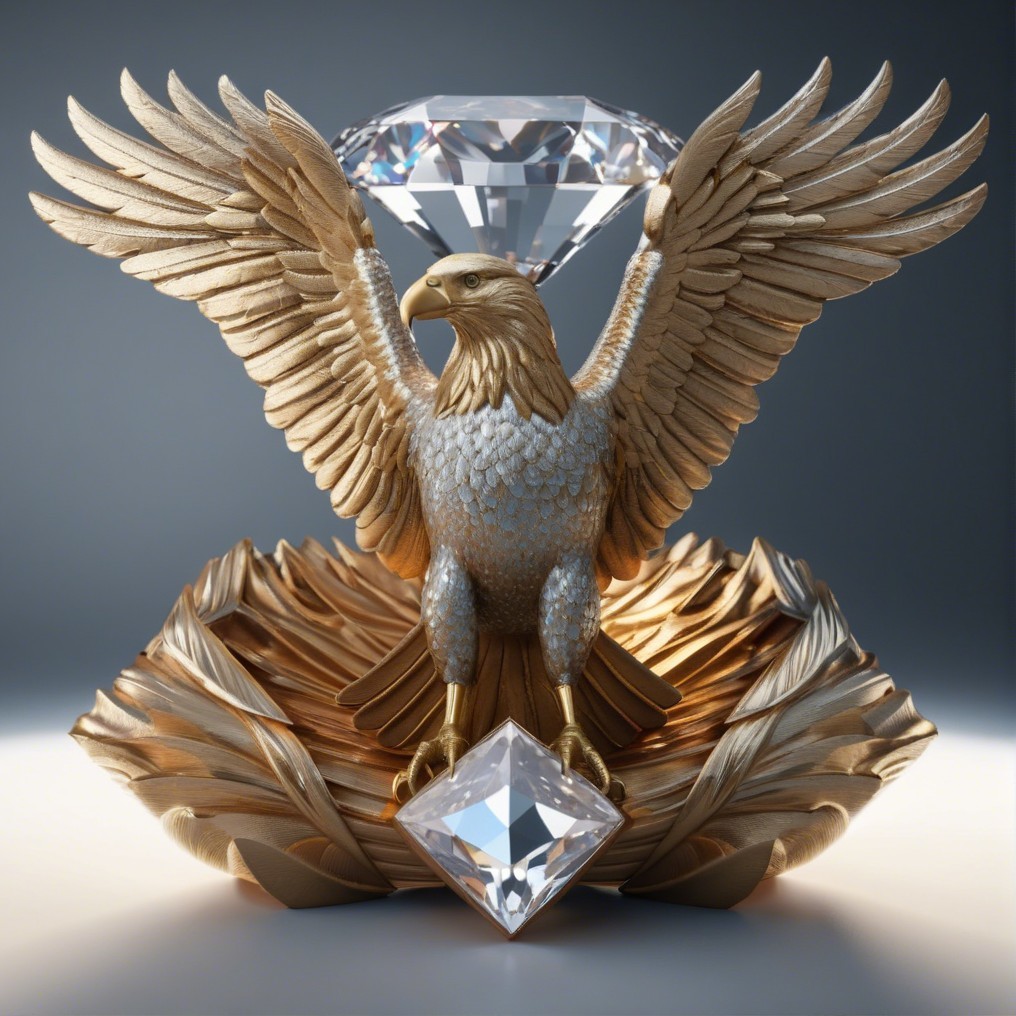 Golden Eagle Sculpture with Diamond Base Display