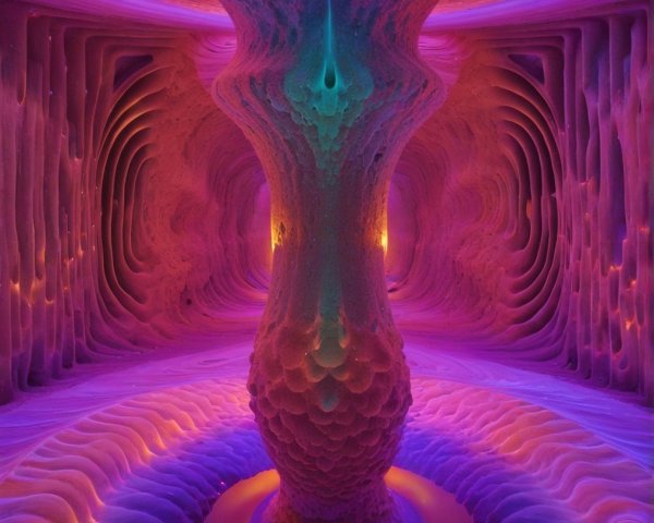 Cavernous Space with Vibrant Purple and Blue Hues