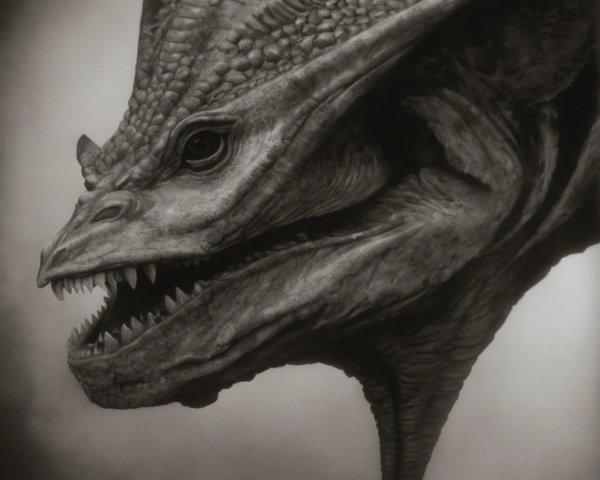 Dinosaur-like creature with spiky head and sharp teeth