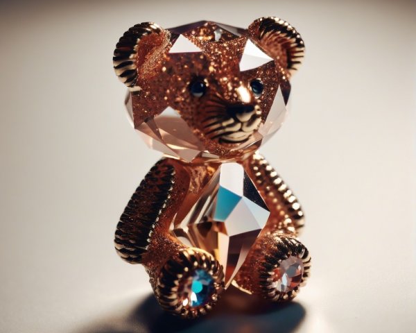 Crystal Bear Figurine with Metallic Accents