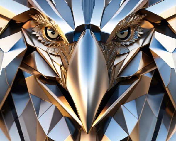 Abstract Metallic Eagle Head with Geometric Design