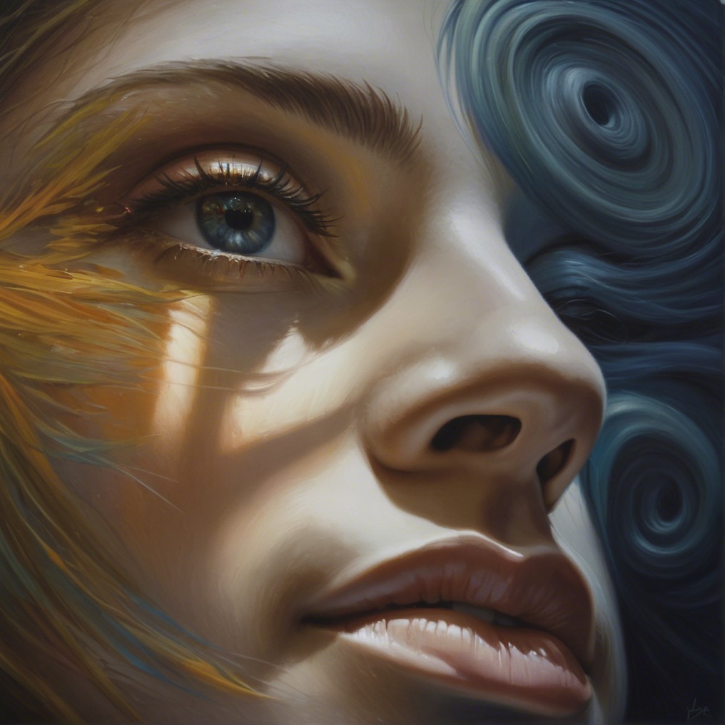 Close-Up Portrait of a Young Woman with Blue Eye