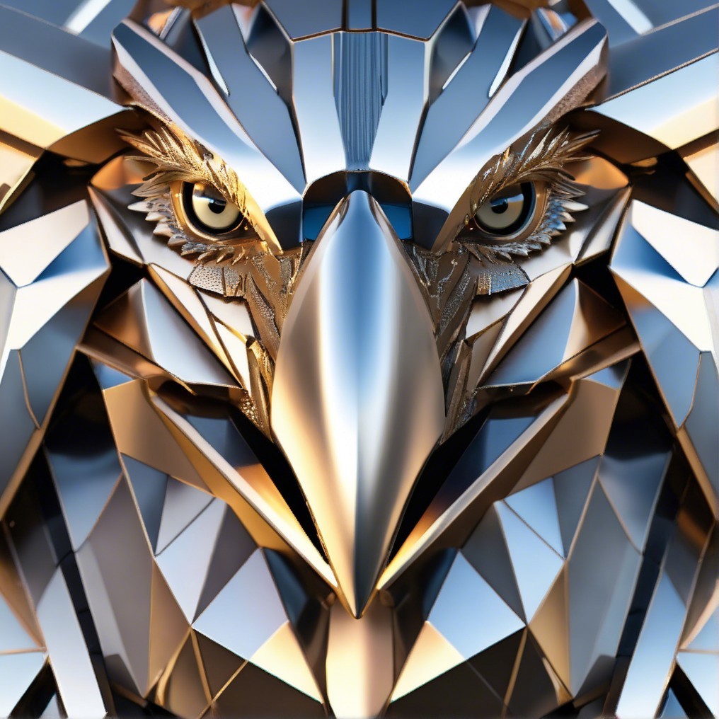 Abstract Metallic Eagle Head with Geometric Design