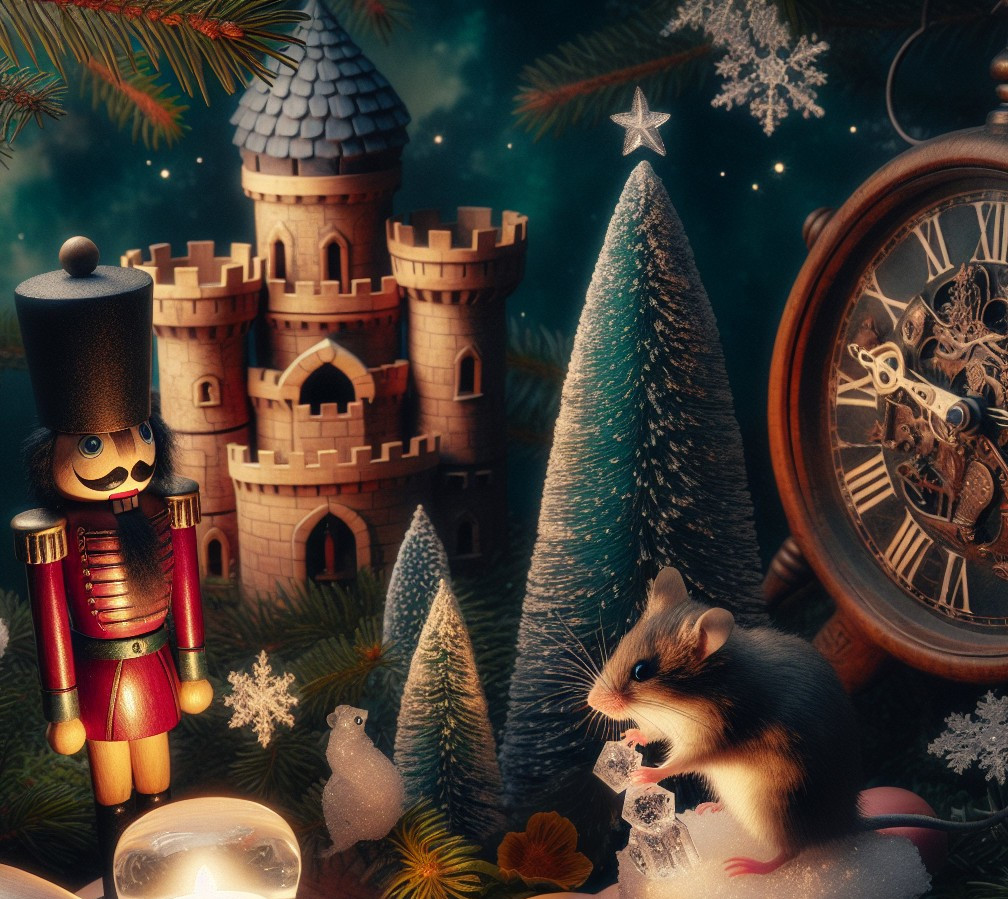 Whimsical Holiday Scene with Nutcracker and Castle