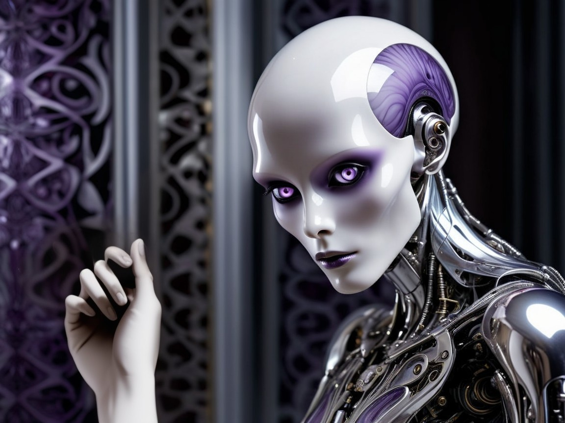Futuristic humanoid robot with elegant design and features
