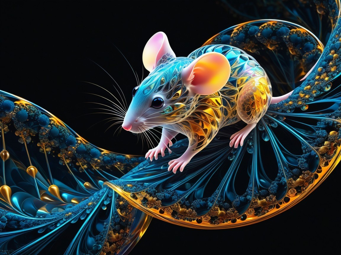 Vibrant Stylized Mouse with Surreal Patterns and Colors