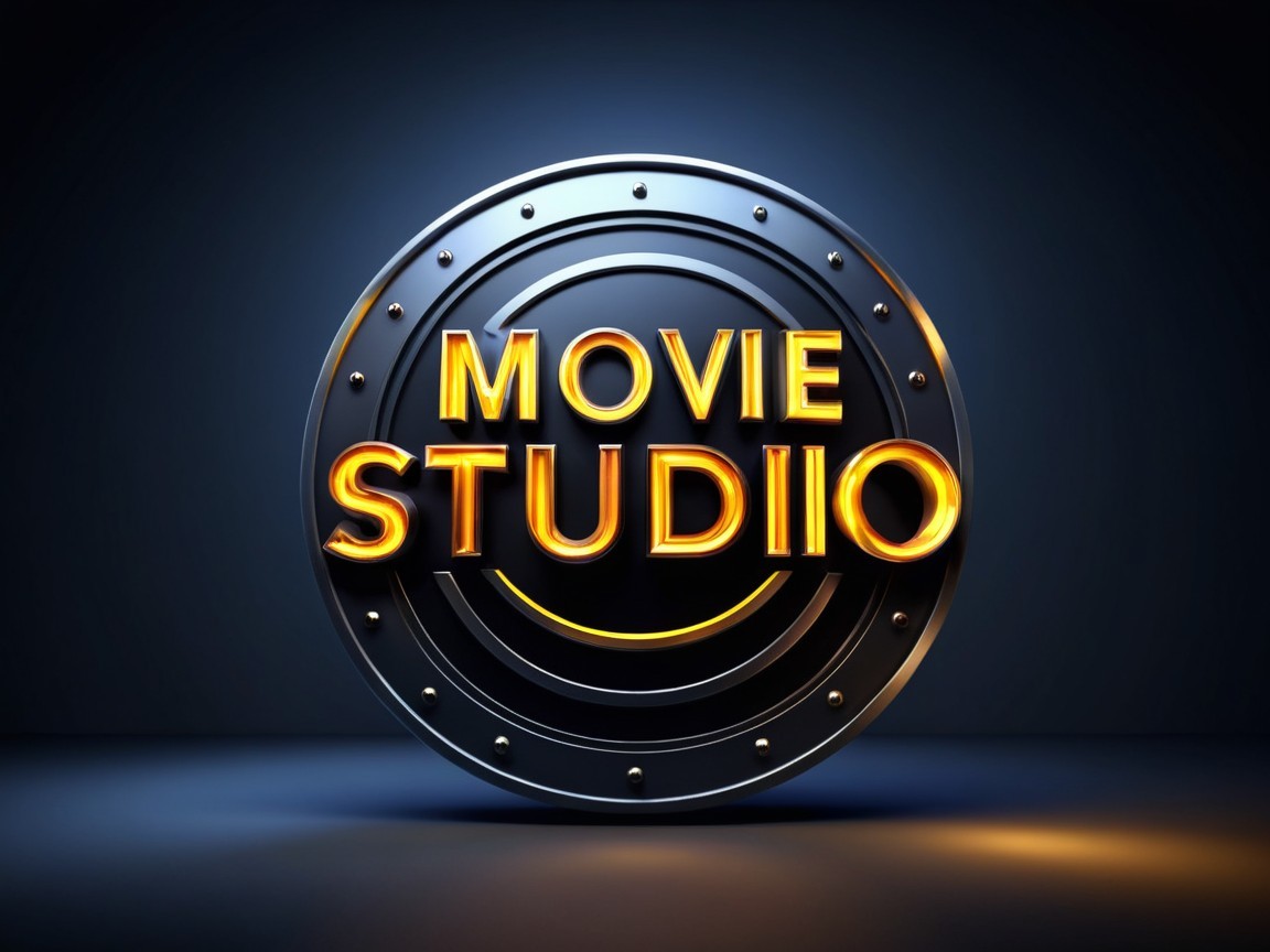 Metallic Circular Logo for Movie Studio Design