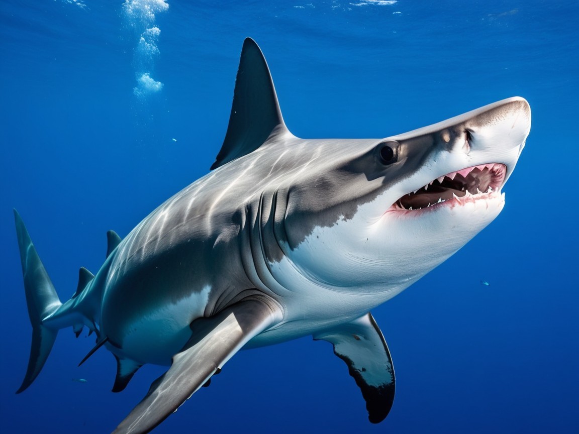Majestic Shark Swimming in Clear Blue Waters