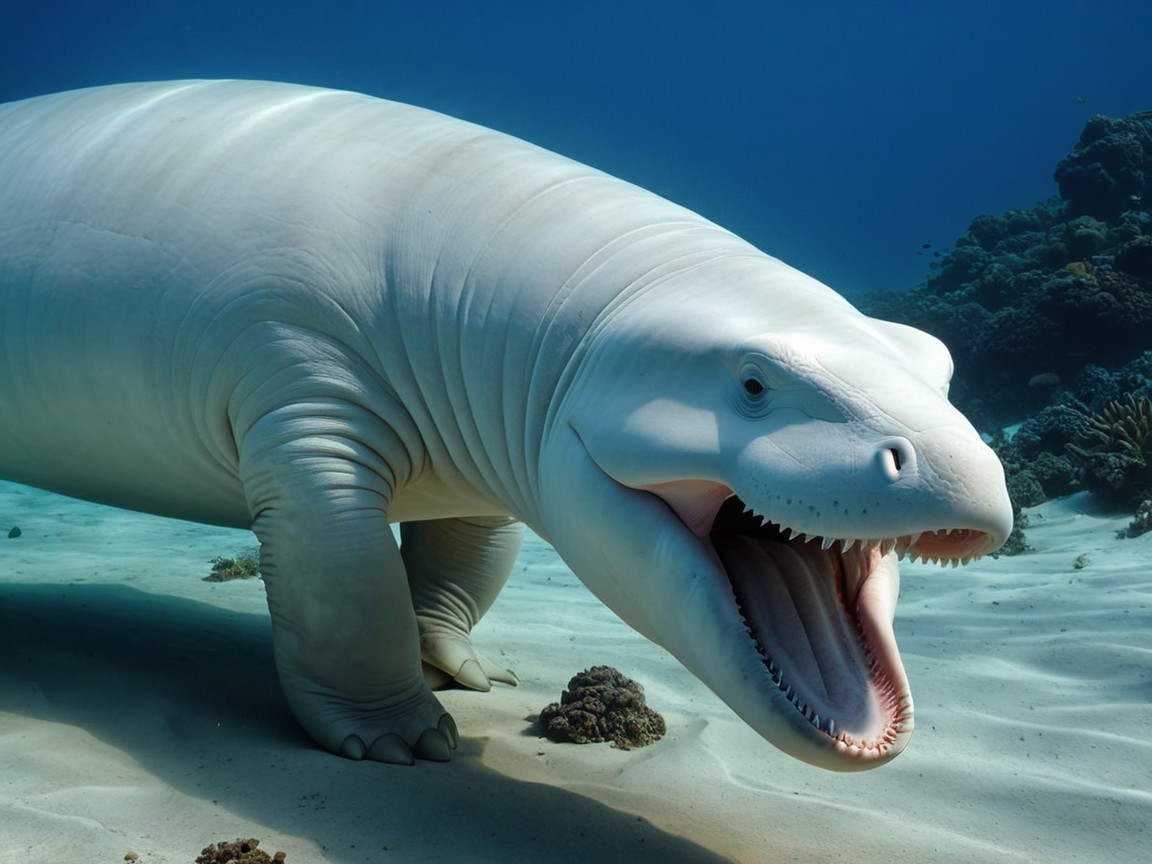 Enormous Fantastical Sea Creature in Coral Habitat