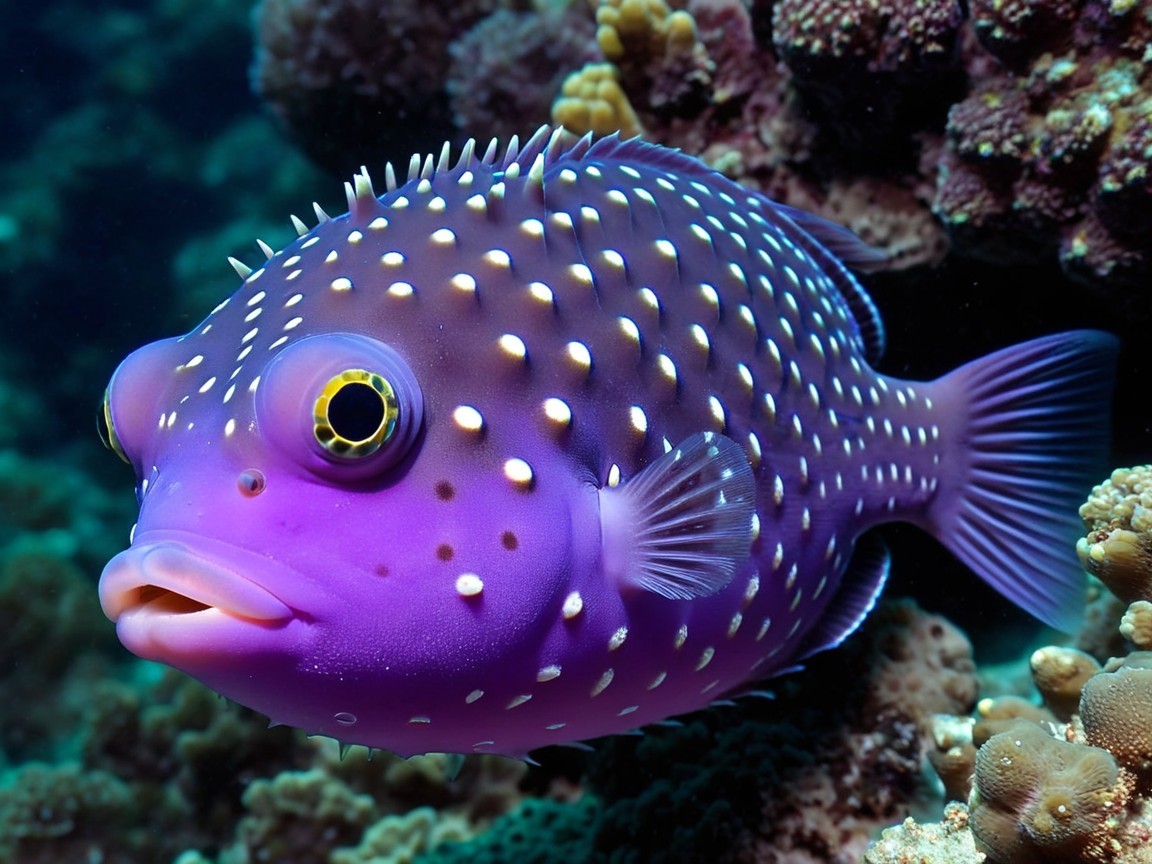 Vibrant Purple Fish in Colorful Coral Reef Scene